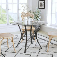 Flash Furniture XU-TBG-6-GG Carlisle 42'' Round Glass Dining Table with Black Metal Frame 