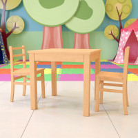 Flash Furniture XU-TC1001-K-GG Kids Natural Solid Wood Table and Chair Set for Classroom, Playroom, Kitchen
