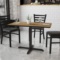 Flash Furniture XU-WALTB-2442-T2230-GG 24" x 42" Rectangular Walnut Laminate Table Top with 22" x 30" Table Height Base