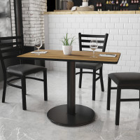 Flash Furniture XU-WALTB-2442-TR24-GG 24" x 42" Rectangular Walnut Laminate Table Top with 24" Round Table Height Base