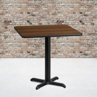 Flash Furniture XU-WALTB-3030-T2222-GG 30" Square Walnut Laminate Table Top with 22" Table Height Base