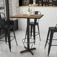 Flash Furniture XU-WALTB-3030-T2222B-3CFR-GG 30'' Square Walnut Laminate Table Top with 22'' x 22'' Bar Height Table Base and Foot Ring 