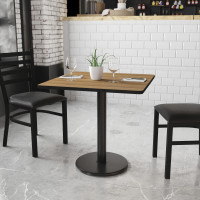 Flash Furniture XU-WALTB-3030-TR18-GG 30" Square Walnut Laminate Table Top with 18" Round Table Height Base