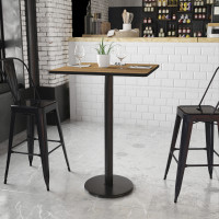 Flash Furniture XU-WALTB-3030-TR18B-GG 30" Square Walnut Laminate Table Top with 18" Round Bar Height Table Base
