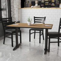 Flash Furniture XU-WALTB-3048-T0522-GG 30" x 48" Rectangular Walnut Laminate Table Top with 5" x 22" Table Height Bases