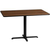 Flash Furniture XU-WALTB-3048-T2230-GG 30" x 48" Rectangular Walnut Laminate Table Top with 22" x 30" Table Height Base