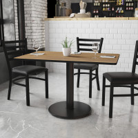 Flash Furniture XU-WALTB-3048-TR24-GG 30" x 48" Rectangular Walnut Laminate Table Top with 24" Round Table Height Base