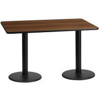 Flash Furniture XU-WALTB-3060-TR18-GG 30" x 60" Rectangular Walnut Laminate Table Top with 18" Round Table Height Bases