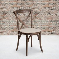 Flash Furniture XU-X-EA-NTC-GG HERCULES Series Stackable Early American Wood Cross Back Chair with Cushion 