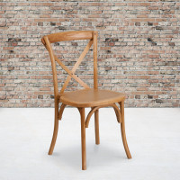 Flash Furniture XU-X-OAK-GG HERCULES Series Stackable Oak Wood Cross Back Chair 
