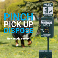 Flash Furniture YAN-GC0855425-GG Kessler Locking Dog Waste Bag Dispenser with Glow in the Dark Sign, Hand Sanitizer Bottle and Rain Guard - 400 Pull Out Header Bags Included