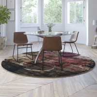 Flash Furniture YK-A811A-D8571-8R-GR-GG Caldor Collection Abstract 8' x 8' Round Warm Beige, Green, and Red Olefin Area Rug with Jute Backing, Living Room, Bedroom