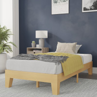 Flash Furniture YKC-1090-T-NAT-GG Evelyn Natural Pine Finish Wood Twin Platform Bed with Wooden Support Slats, No Box Spring Required
