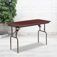 Flash Furniture YT-2448-MEL-WAL-GG 48'' Rectangular Walnut Melamine Laminate Folding Banquet Table