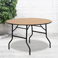 Flash Furniture 48'' Round Wood Folding Banquet Table with Clear Coated Finished Top YT-WRFT48-TBL-GG