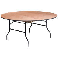 Flash Furniture YT-WRFT66-TBL-GG 66" Round Wood Folding Banquet Table with Clear Coated Finished Top