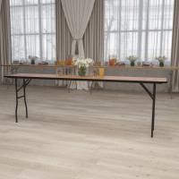 Flash Furniture 18'' x 96'' Rectangular Wood Folding Training / Seminar Table with Smooth Clear Coated Finished Top YT-WTFT18X96-TBL-GG