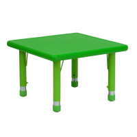 Flash Furniture 24'' Square Height Adjustable Green Plastic Activity Table YU-YCX-002-2-SQR-TBL-GREEN-GG