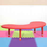 Flash Furniture 35''W x 65''L Height Adjustable Half-Moon Red Plastic Activity Table YU-YCX-004-2-MOON-TBL-RED-GG