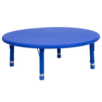 Flash Furniture 45'' Round Height Adjustable Round Blue Plastic Activity Table YU-YCX-005-2-ROUND-TBL-BLUE-GG