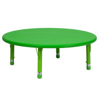 Flash Furniture 45'' Round Height Adjustable Round Green Plastic Activity Table YU-YCX-005-2-ROUND-TBL-GREEN-GG