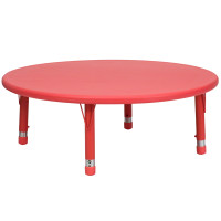 Flash Furniture 45'' Round Height Adjustable Round Red Plastic Activity Table YU-YCX-005-2-ROUND-TBL-RED-GG