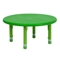 Flash Furniture 33'' Round Height Adjustable Round Green Plastic Activity Table YU-YCX-007-2-ROUND-TBL-GREEN-GG