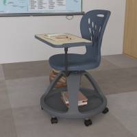 Flash Furniture YU-YCX-019-DG-GG Dark Gray Mobile Desk Chair with 360 Degree Tablet Rotation and Under Seat Storage Cubby