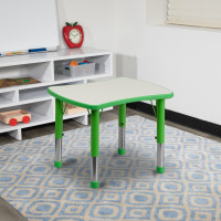 Flash Furniture Height Adjustable Rectangular Green Plastic Activity Table with Grey Top YU-YCY-098-RECT-TBL-GREEN-GG