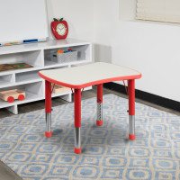 Flash Furniture Height Adjustable Rectangular Red Plastic Activity Table with Grey Top YU-YCY-098-RECT-TBL-RED-GG