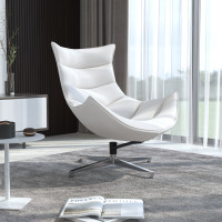 Flash Furniture ZB-32-GG White Leather Swivel Cocoon Chair