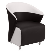Flash Furniture ZB-7-GG Black Leather Reception Chairwith White Detailing
