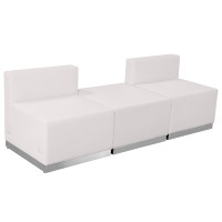 Flash Furniture ZB-803-670-SET-WH-GG HERCULES Alon Series White Leather 3 Pieces Reception Configuration