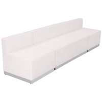 Flash Furniture ZB-803-680-SET-WH-GG HERCULES Alon Series White Leather 3 Pieces Reception Configuration