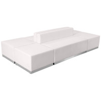 Flash Furniture ZB-803-690-SET-WH-GG HERCULES Alon Series White Leather 6 Pieces Reception Configuration