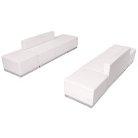 Flash Furniture ZB-803-700-SET-WH-GG HERCULES Alon Series White Leather 6 Pieces Reception Configuration