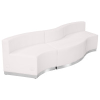 Flash Furniture ZB-803-720-SET-WH-GG HERCULES Alon Series White Leather 3 Pieces Reception Configuration