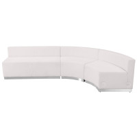 Flash Furniture ZB-803-750-SET-WH-GG HERCULES Alon Series White Leather 3 Pieces Reception Configuration