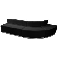 Flash Furniture ZB-803-790-SET-BK-GG HERCULES Alon Series Black Leather 3 Pieces Reception Configuration
