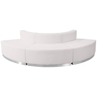 Flash Furniture ZB-803-800-SET-WH-GG HERCULES Alon Series White Leather 3 Pieces Reception Configuration