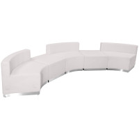 Flash Furniture ZB-803-810-SET-WH-GG HERCULES Alon Series White Leather 5 Pieces Reception Configuration