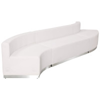 Flash Furniture ZB-803-850-SET-WH-GG HERCULES Alon Series White Leather 3 Pieces Reception Configuration
