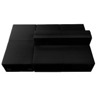 Flash Furniture ZB-803-880-SET-BK-GG HERCULES Alon Series Black Leather 4 Pieces Reception Configuration