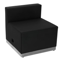 Flash Furniture ZB-803-CHAIR-BK-GG HERCULES Alon Series Black Leather Chair with Brushed Stainless Steel Base