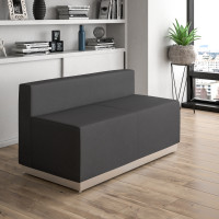 Flash Furniture ZB-803-LS-BK-GG HERCULES Alon Series Black Leather Loveseat with Brushed Stainless Steel Base