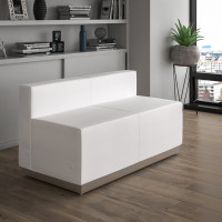 Flash Furniture ZB-803-LS-WH-GG HERCULES Alon Series White Leather Loveseat with Brushed Stainless Steel Base