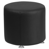 Flash Furniture ZB-803-RD-18-BK-GG Hercules Alon Series Leather 18" Round Ottoman in Black