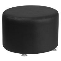 Flash Furniture ZB-803-RD-24-BK-GG Hercules Alon Series Leather 24" Round Ottoman in Black