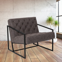 Flash Furniture ZB-8522-GY-GG HERCULES Madison Series Retro Gray Leather Tufted Lounge Chair 