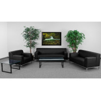 Flash Furniture Hercules Definity Series Reception Set ZB-DEFINITY-8009-SET-BK-GG